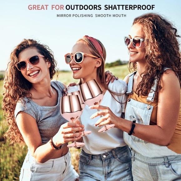 VERISA Rose Gold 18oz Unbreakable Steel Wine Glasses/Goblet | Set of 2 | NEW🩷🍷 - Picture 4 of 10